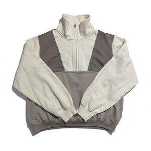 Hollister women’s Cream and Brown half Zip-Up Sweatshirt small